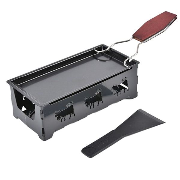 Bærbar sammenklappelig non-stick stearinlys Raclette-pande med sort