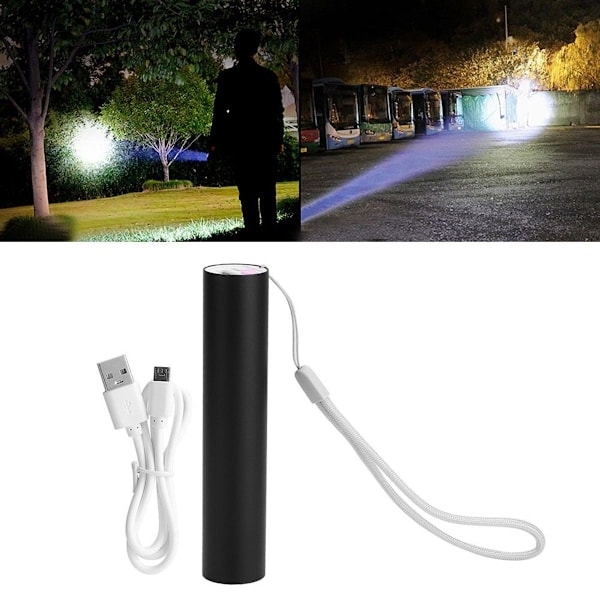 Bärbar vattentät LED-ficklampa, uppladdningsbar via USB KLB