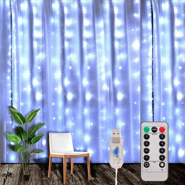 LED-lyskæde, lysgardin 300 LED USB hvid KLB