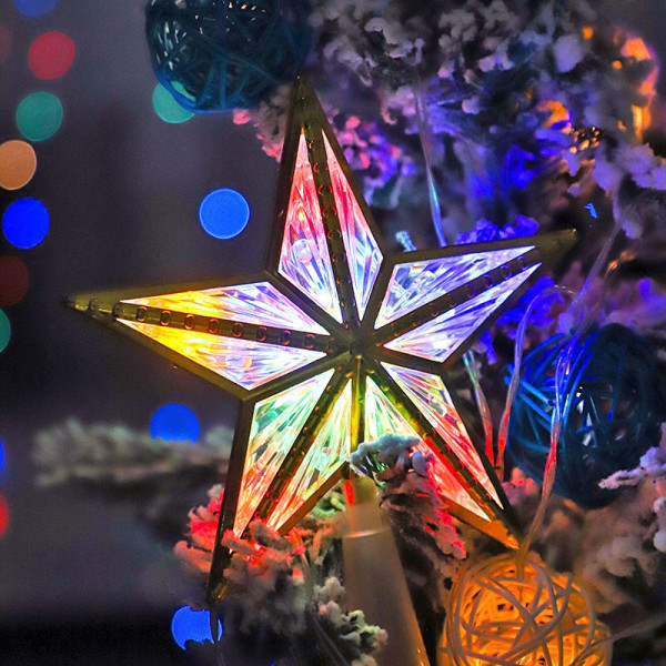 Christmas Tree Topper Plastic Star Led Light Usb Powered Treetop Lamp (farve)