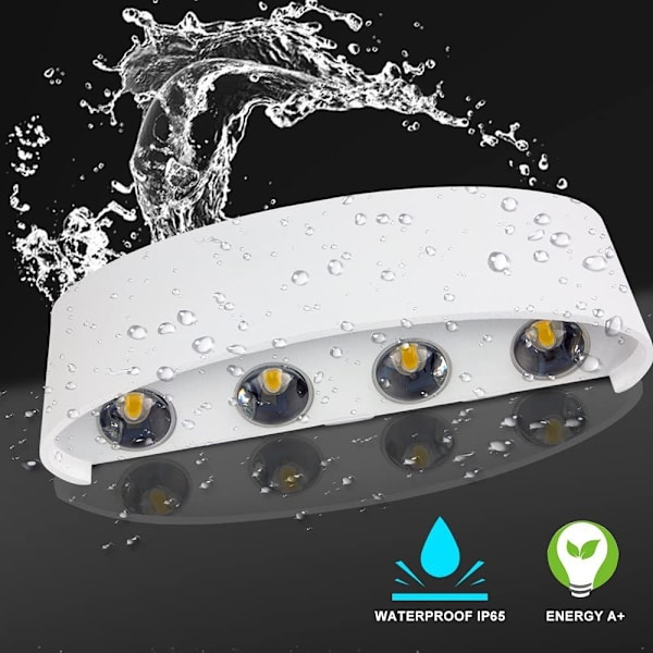 Inomhus LED-vägglampa, modern 8W vit vattentät aluminium inomhus/utomhus LED-vägglampa för sovrum hem hall vardagsrum