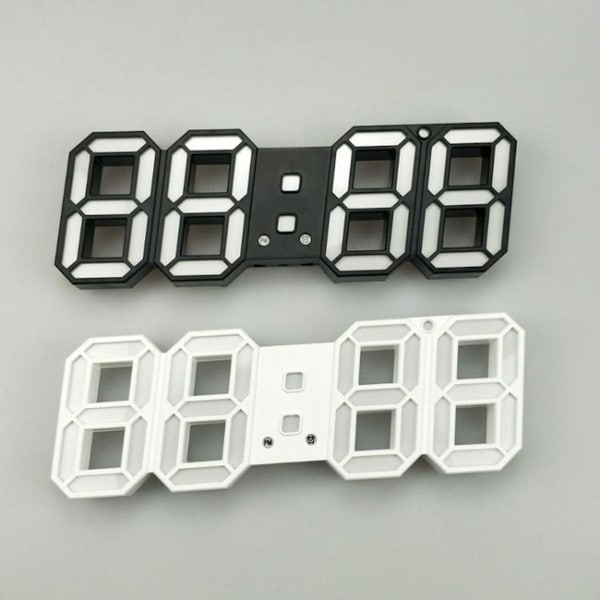 3D-stereofoninen LED-herätyskello olohuoneeseen, 3D-seinäkello, musta kehys, punainen valo