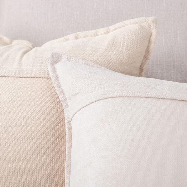 2 st korta kuddfodral i mjuk chenille dekorativ för soffa sovrum beige 45 x 45 cm KLB