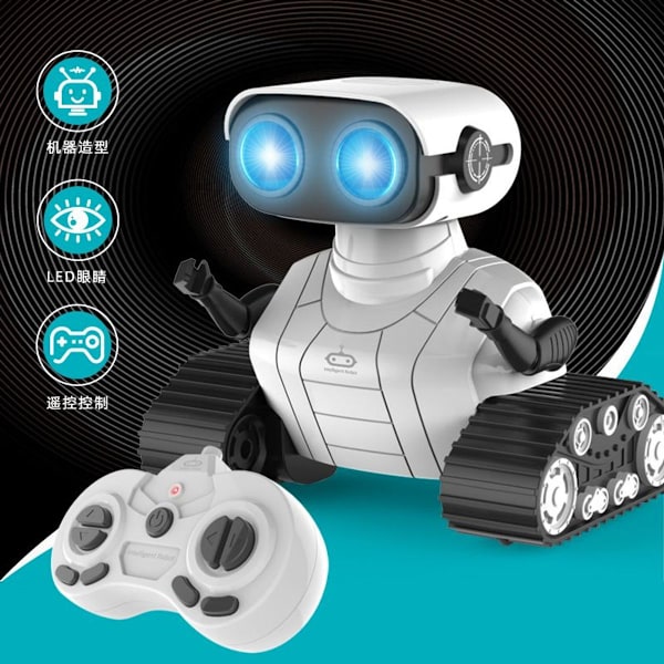 Oppladbar RC-robot for barn med LED og musikk