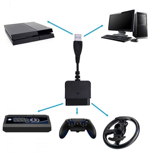 Kontrolladapter Playstation 2 til USB for Playstation 3 og