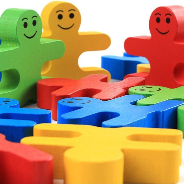 16 stk. Byggeklosser i tre, pedagogiske balanseblokker med tegneseriefigurer for barn, DIY S KLB