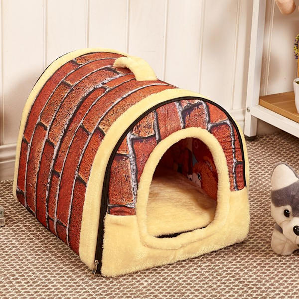 Mjuk och varm kattbädd vinter soffa bo, bärbar igloo husdjurshus för katter, mini liten hundsäng, husdjurssäng för katt, kattunge, valp och kanin M hals