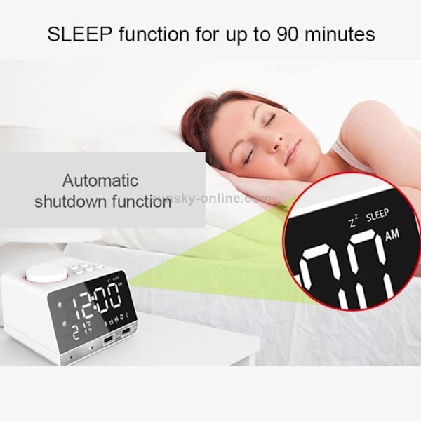 K11 Spegelalarmklocka Bluetooth-högtalare LED Digital Elektronisk Liten Alarmklocka