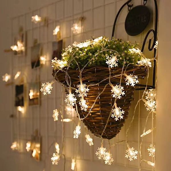 Christmas Snowflake String Lights 6m 40led Fairy Lights Battered Emperpanof til julehave Indendørs soveværelse Festindretning