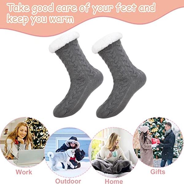 Fluffy Slipper Socks Fluffy Cozy Warm Winter Socks Grå KLB