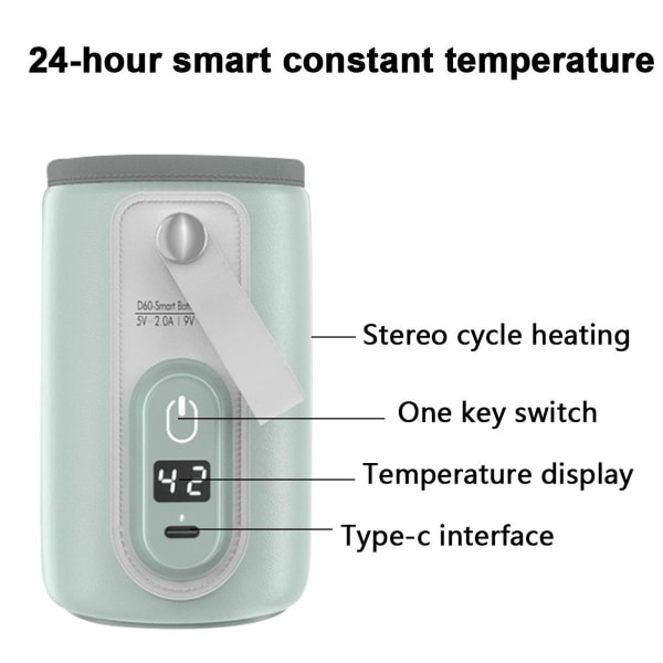 Bærbar USB Baby Brystmelk Flaske Varmer, Høy Grønn KLB