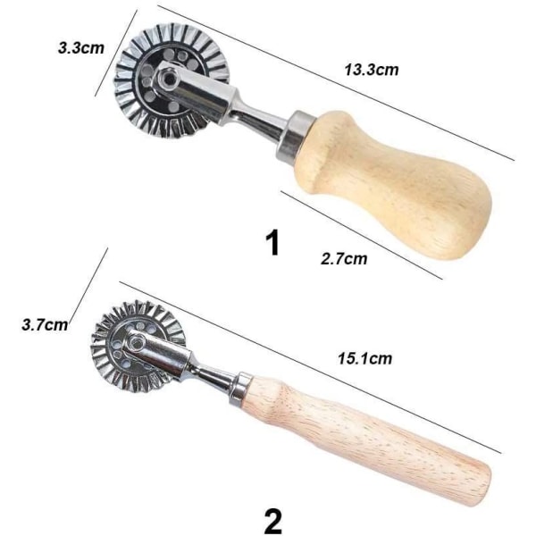 Bakevare- og Pastahjul - Kjeksform - Kutterulle - for Bakevarer, Kjeks, Kjøkken (2 stk)