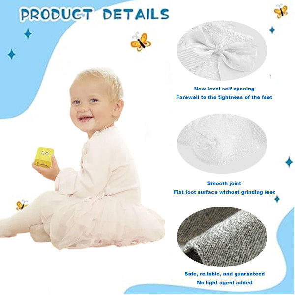 6 par babystrømper Lolita sløyfe jenter høst vinter 13-15cm KLB