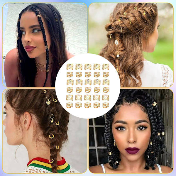 Pakke med 110 hårperler dreadlocks hårtilbehør for kvinner for fletting, hårringer klips KLB