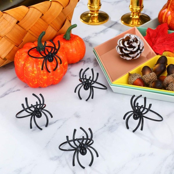 Spider Halloween Servietringe Metal Servietringe Sort 6Set