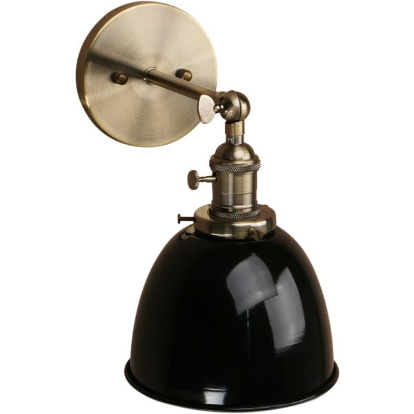 Metal Justerbar Sconce lysarmatur Iron Bowl Style Shade Væglampe Industriel Retro Lighting Sort (ingen pære)
