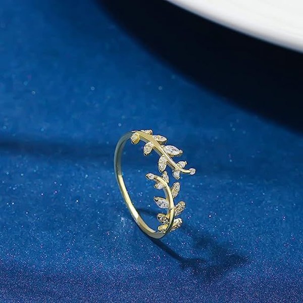 Damringar Olive Leaf Rings Olive Crown Rings Justerbara Silver Ringar