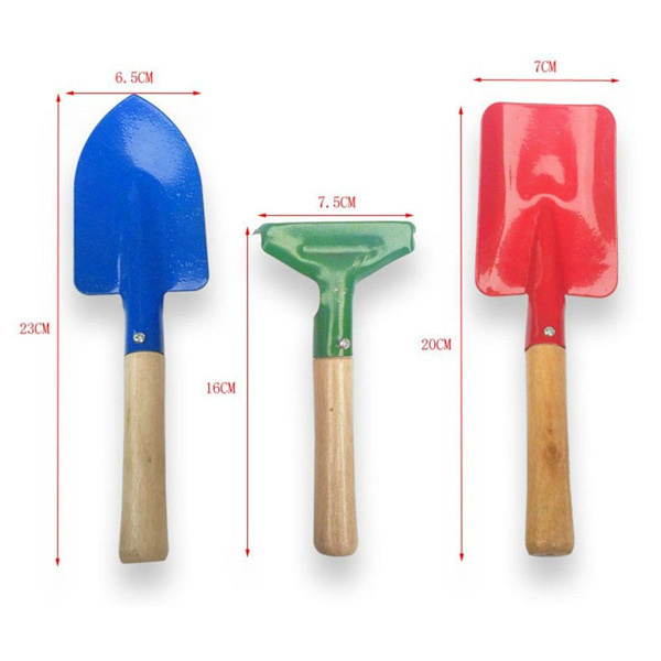 Målad mini metall spade, kratta och dagis utrustning, strandleksaker KLB