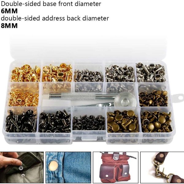 360 st kapslar nitar 4 färger metall nitar set fixering KLB