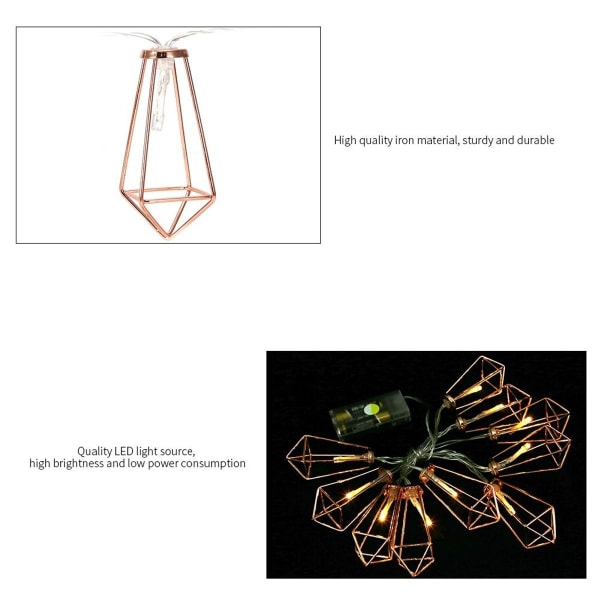 1,5 m 10 LED varmhvite fe-lys, antikk jernlampe for hjem KLB