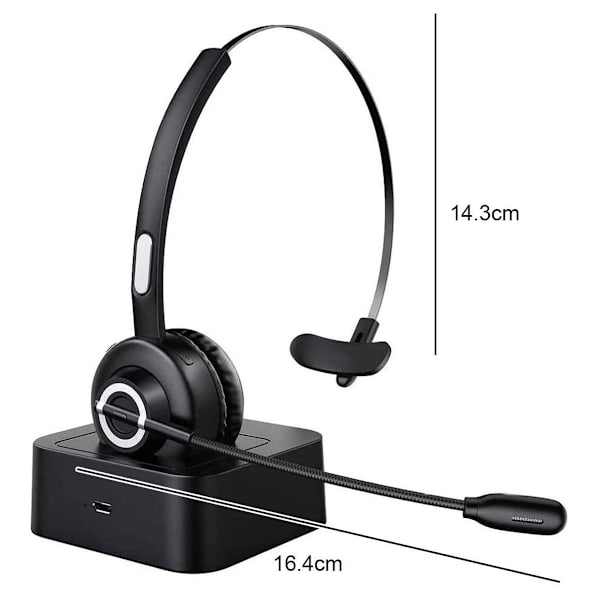 Tecknet Bluetooth-headset med mikrofon, PC-headset med AI-støyreduksjon, KLB