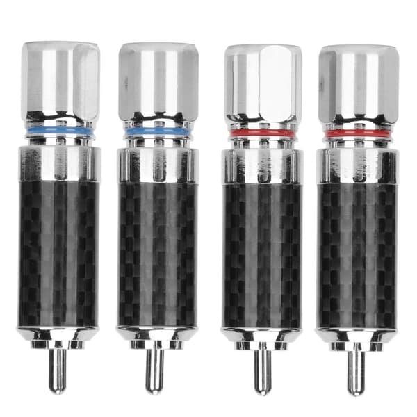 Pakke med 4 RCA-stik, forkromet messing, lodde-RCA-stik KLB