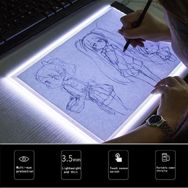 Kannettava A5 LED-valaisinpöydän valolaatikon valopaneeli KLB:n piirtämiseen