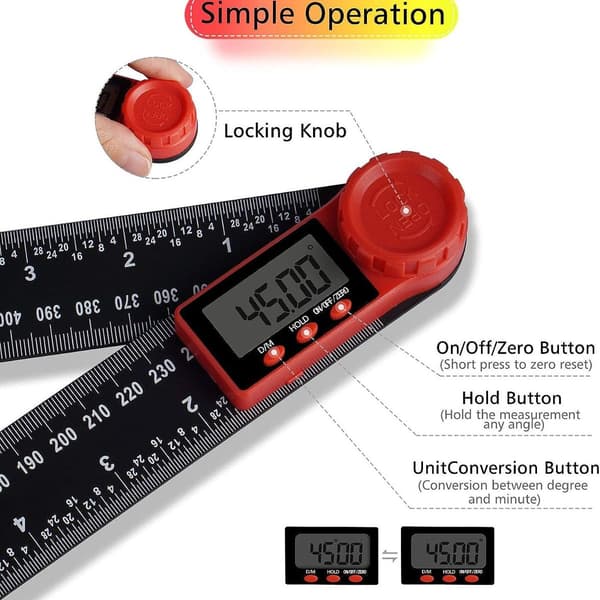 300mm Digital Protractor Linjal, 2 i 1 Digital Protractor med KLB