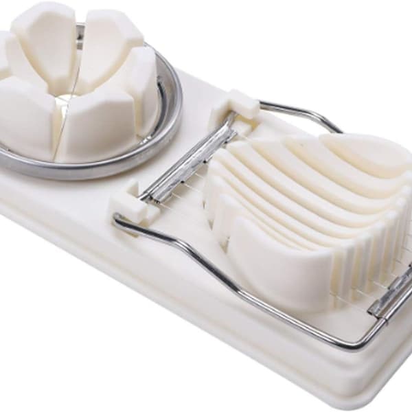 CaLeQi egg cutter i rustfritt stål, multifunksjonell, skiller eggdeler og wedger KLB