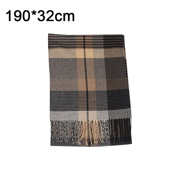 Luksuriøs herresjal, klassisk kashmir, grå og gule striper