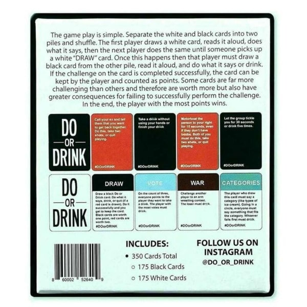 Do or Drink - Drikk eller Våge - Drikkespill Kortstokk Tarot Kortstokk KLB