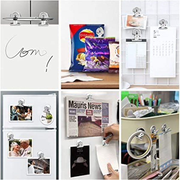 12-pack magnetiska klämmor, starka kylskåpsmagneter, perfekta magneter för kök, kylskåp, frys, reptåliga magneter, whiteboardmagneter för hemmet, L