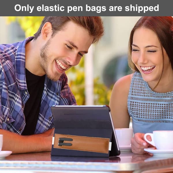 3-pack pennfodral, pennfodral i läder, elastiskt ljusbrunt KLB