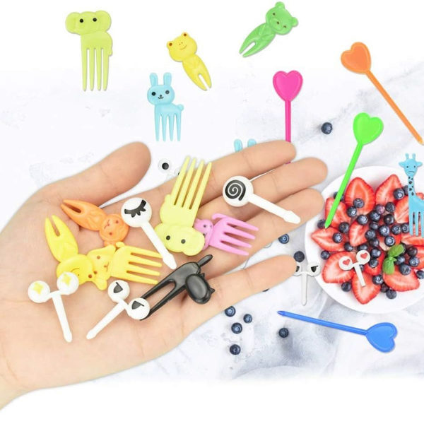 Decareta 40 stykker fruktgafler Bento dyr matpinner barn plast fruktgafler Mini KLB