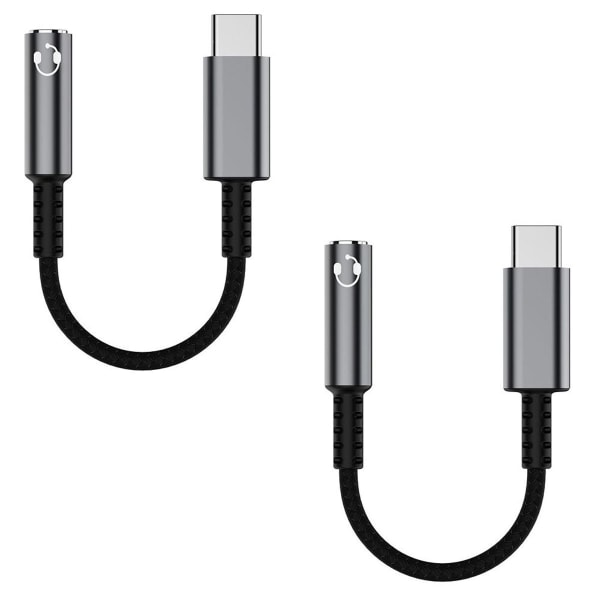 USB-C - 3,5 mm kuulokeliitäntäsovitin (2 kpl), USB harmaa