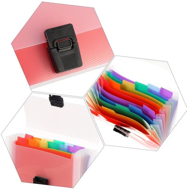 4-pack A6 expanderbara mappar, dokumentmapp med 24 etiketter, organisationsmapp