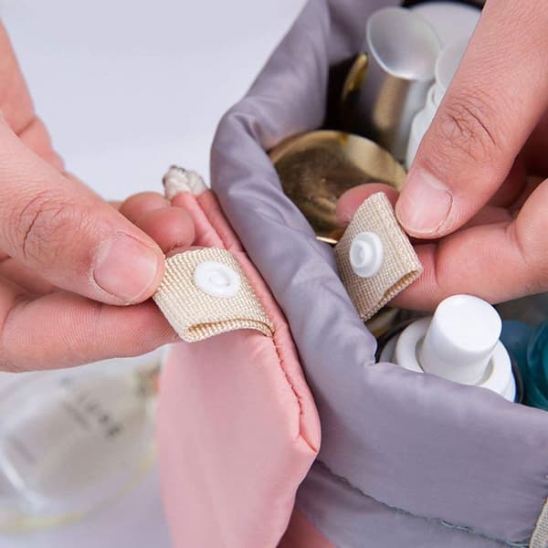 Kosmetiske tasker til kvinder Makeup tasker Snørebånd spand toilettaske Pink