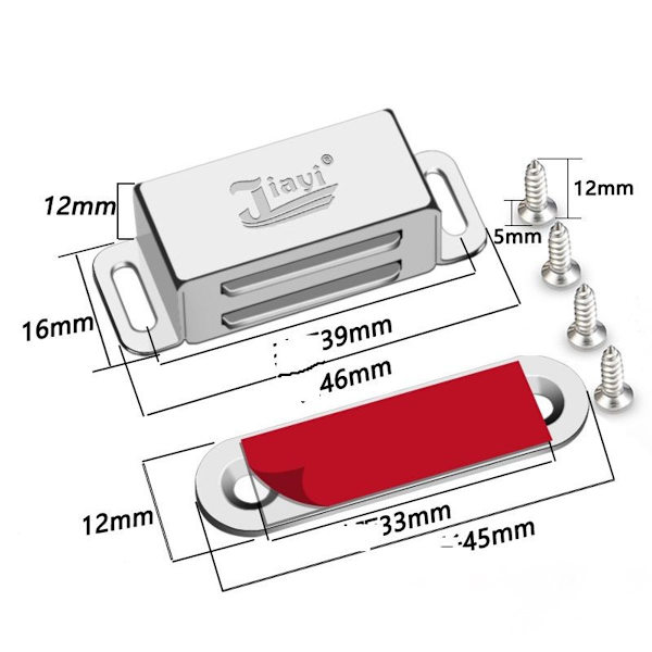 Sterke 27 kg 8-pakks magnetiske skapmagneter i rustfritt stål KLB
