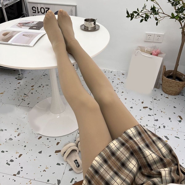 Vinterforet tights, varme, gennemsigtige, nude, mørk hud KLB