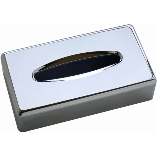 Rektangulær Kleenex serviettboksholder Flat serviettdispenser for baderomsbordplater (krom sølv)