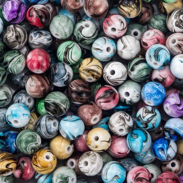 500 akrylperler løse perler med blækmønstre til smykkefremstilling KLB