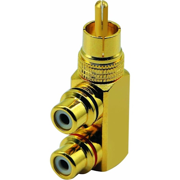 2-pak RCA hann 90 graders vinkeladapter til 2 RCA hunn lyd- og videokontakt gullbelagt metallkontakt M/K KLB