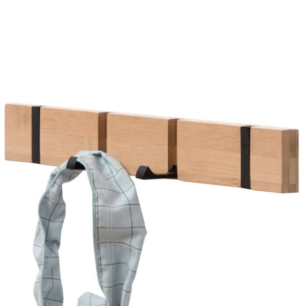 Sammenleggbar kåkekrok, solid tre dør bak krok, kåkekrok, hvit håndkleholder (4 kroker)