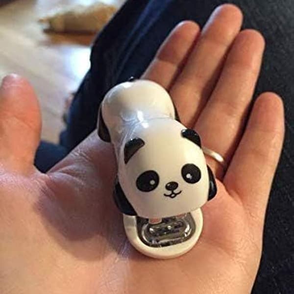 Mini bærbar panda kontor stiftemaskin bærbar manuell stiftemaskin søt panda