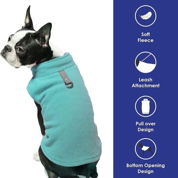 Varm pulloverfleece hundjacka med O-ring koppel - Vintergrön
