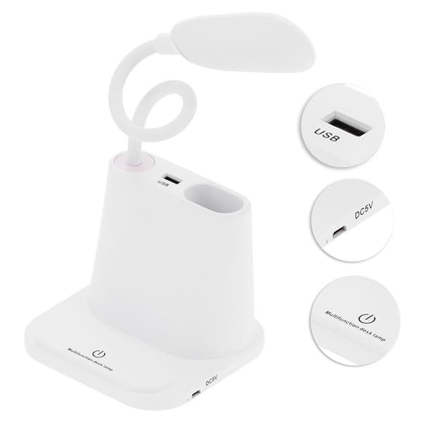 Multifunktionel USB genopladelig penneholder bordlampe til studerende KLB