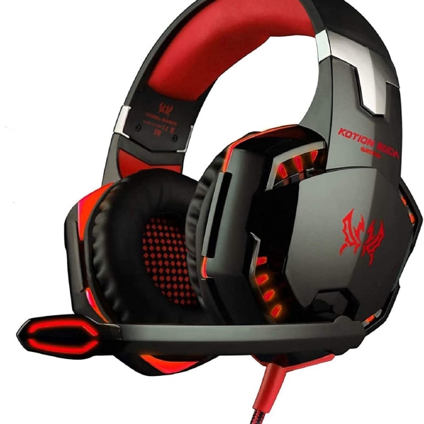 Gaming Headset med mikrofon Bas Stereo Surround - Röd