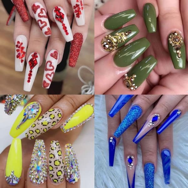 12 Grid Flat Shaped Manicure Rhinestone Nail Decoration 09