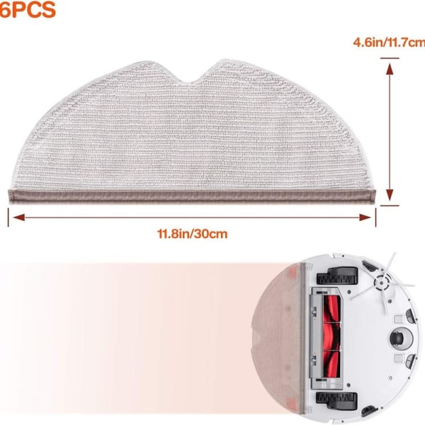 Pakke med 6 rengjøringskluter for Xiaomi Roborock S5 S50 S51 S55 S6 S6 MAXV S5 MAX