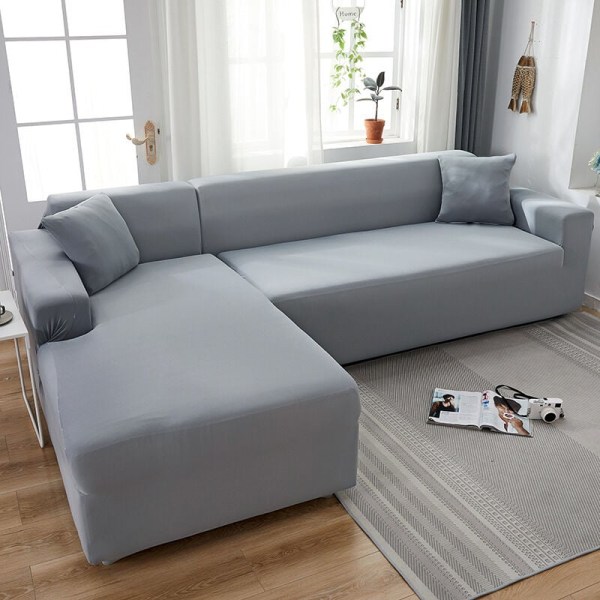 Stretchhörnsofföverdrag 2 delar, L-formad elastisk sofföverdrag, tvättbart universellt sofföverdrag, överdrag för soffa, 145-185cm KLB